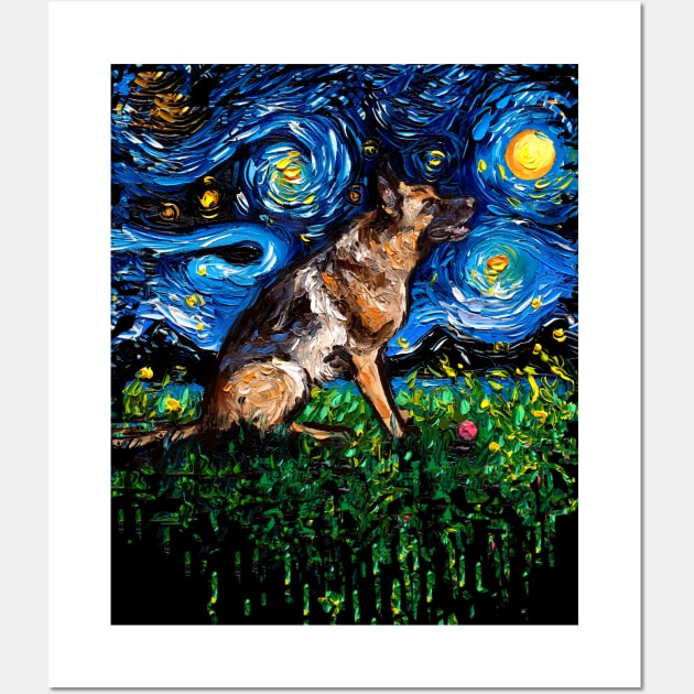 German Shepherd Night 3 Wall Art by sagittariusgallery